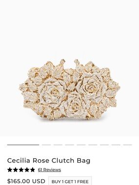 Cecilie Bahnsen Gold Crystal Rose Clutch